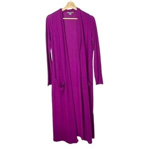Kate & Mallory Purple Long Duster Lightweight Cardigan Sweater S